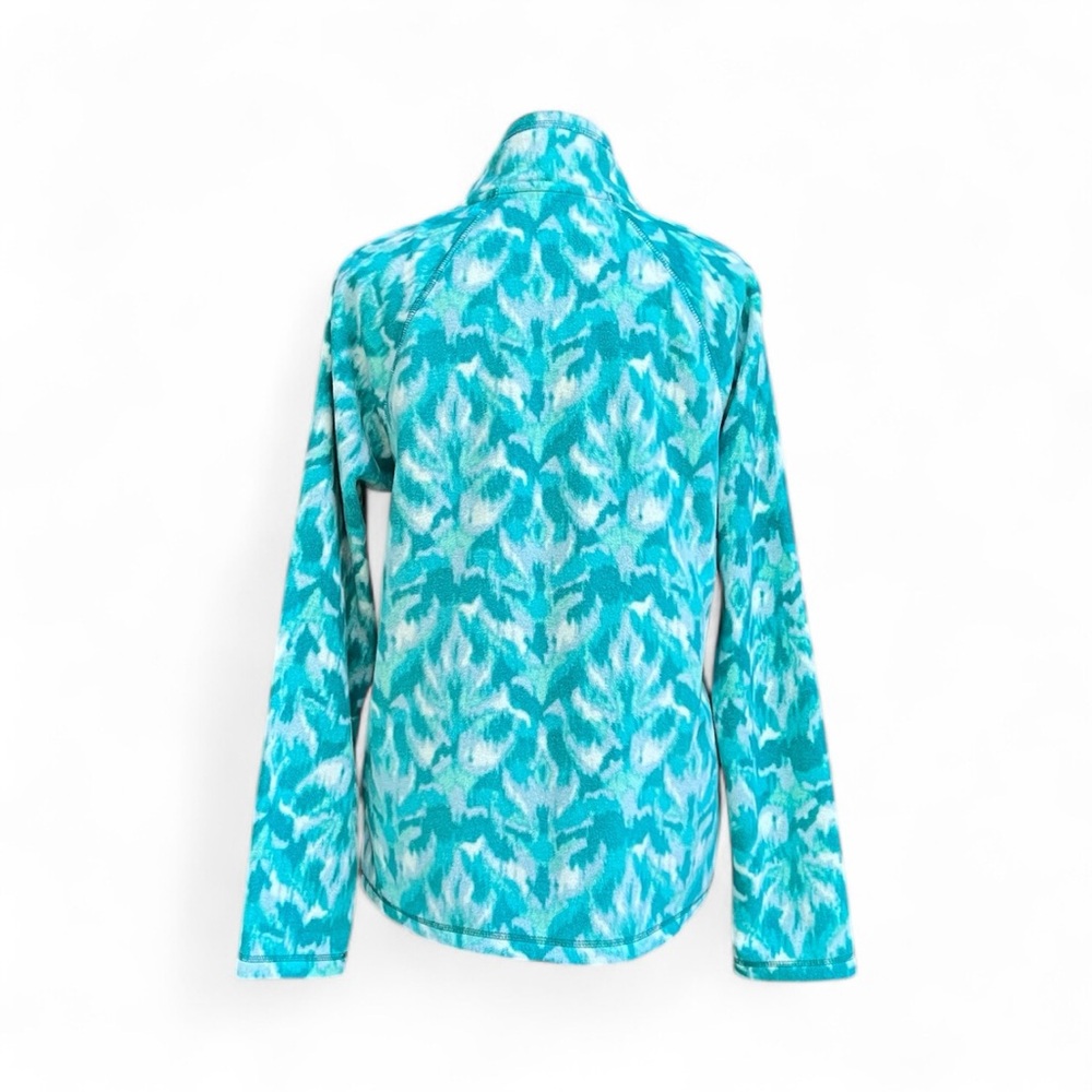 Eddie Bauer 1/4 Zip Polar Fleece Pullover in Turquoise Leaf Ikat Sz Large - Picture 6 of 10